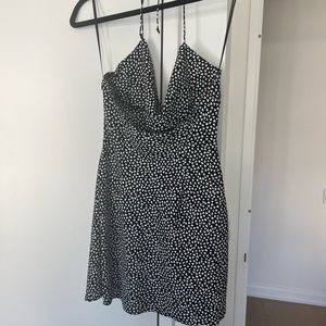 Mini black and white heart print halter dress by a love like you